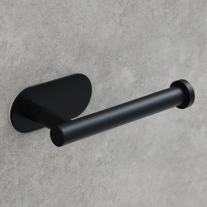 Black matte-finished metal tissue holder with sleek modern design for bathroom in minimalist brushed gold stainless steel style