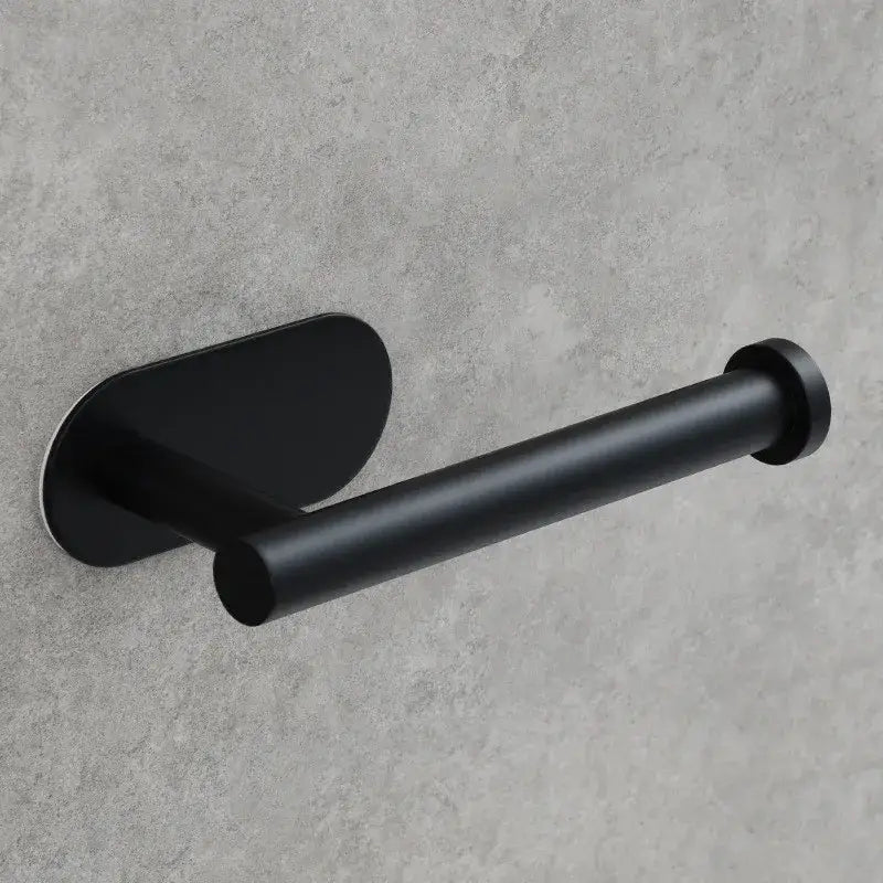 Black matte-finished metal tissue holder with sleek modern design for bathroom in minimalist brushed gold stainless steel style