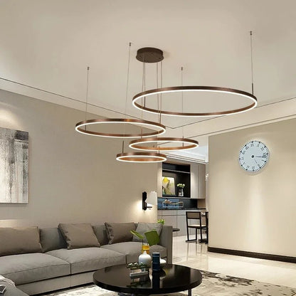 Minimalist Brushed Ring Pendant Light in Gold and Black - Decorbites
