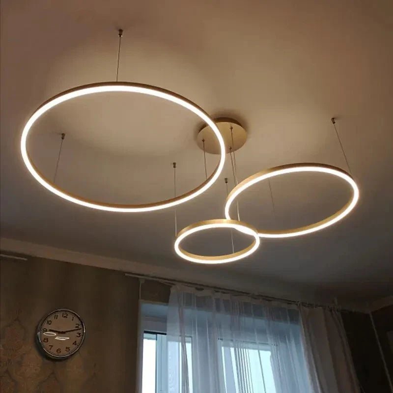 Minimalist Brushed Ring Pendant Light in Gold and Black - Decorbites