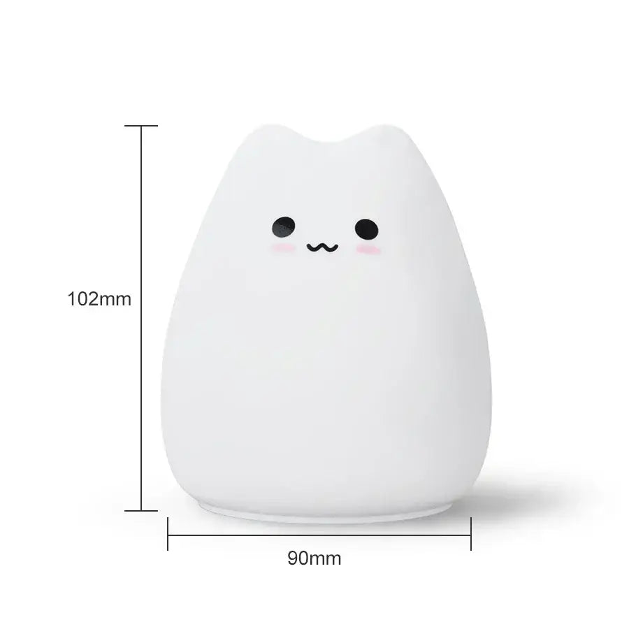 White soft silicone cat silicone led night light with black eyes and pink cheeks for minimalist bedroom decorbites cat silicone