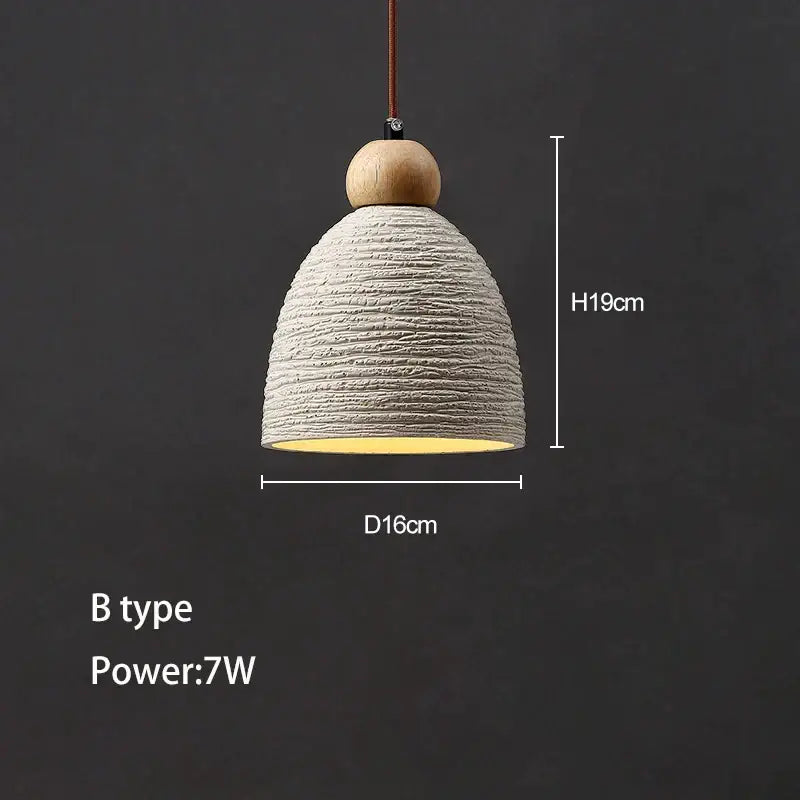 Minimalist ceramic petal pendant chandelier with rustic gray concrete ceiling hanging and wood sphere decorbites concrete ceiling light