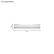 Minimalist chrome led vanity wall light with frosted glass cover 9x2 inch rectangular wall lamp for bathroom