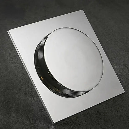 Minimalist chrome square brass anti odor floor drain with circular flush-mounted cover for bathroom decorbites brass anti use