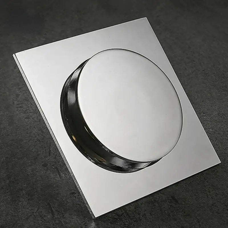 Minimalist chrome square brass anti odor floor drain with circular flush-mounted cover for bathroom decorbites brass anti use