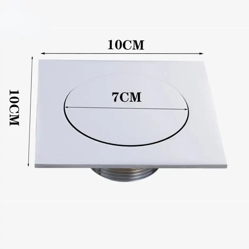 Minimalist chrome square brass anti odor floor drain with 7cm circular opening and decorbites brass anti threaded base