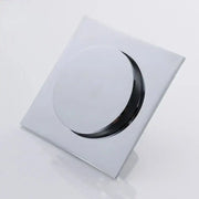 Minimalist chrome square brass anti odor floor drain with sleek circular opening for bathroom use by decorbites brass anti