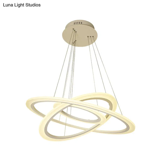 Minimalist Circle Pendant Chandelier: Acrylic LED Hanging Light for Dining Room in White