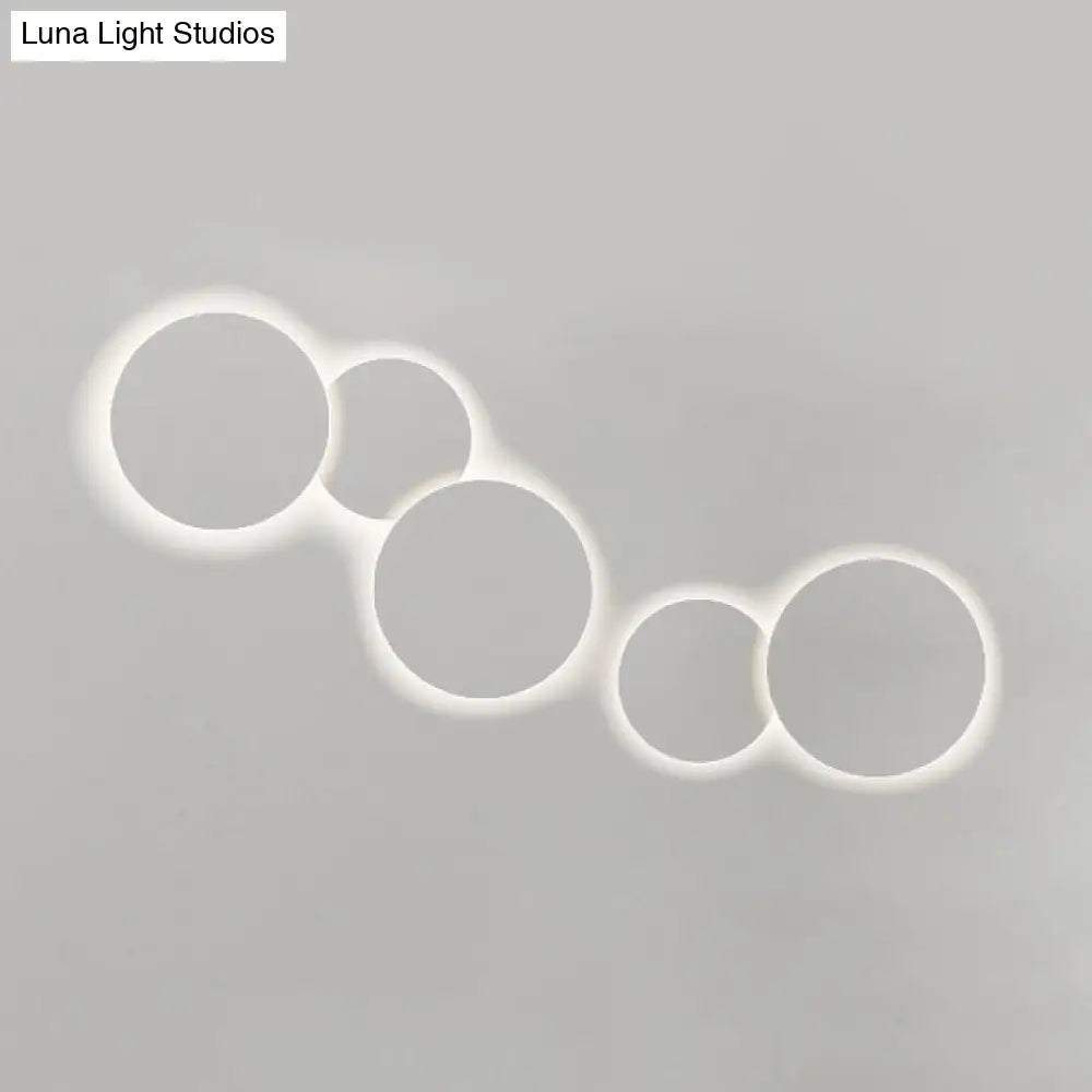 DecorBites™ DecorBites™ Minimalist Circle Wall Lamp with Warm/White Integrated LED Lighting in Grey/White, 47.5"/52" Wide