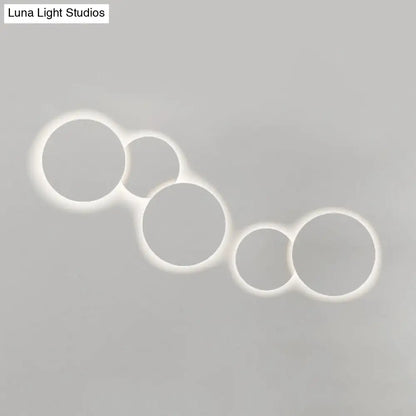 DecorBites™ DecorBites™ Minimalist Circle Wall Lamp with Warm/White Integrated LED Lighting in Grey/White, 47.5"/52" Wide