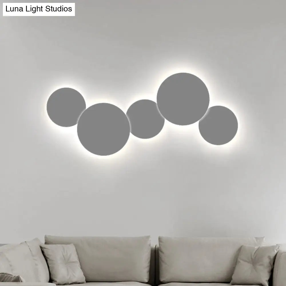 DecorBites™ DecorBites™ Minimalist Circle Wall Lamp with Warm/White Integrated LED Lighting in Grey/White, 47.5"/52" Wide