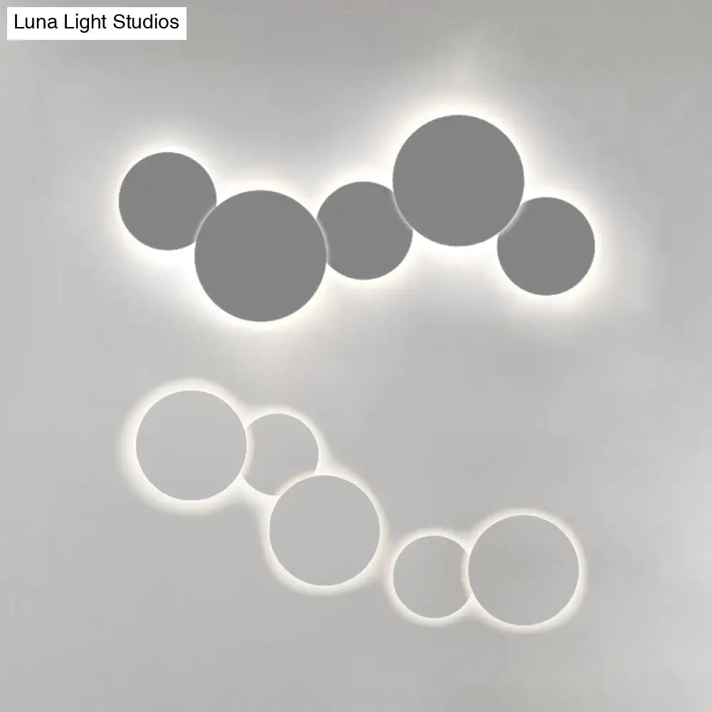 DecorBites™ DecorBites™ Minimalist Circle Wall Lamp with Warm/White Integrated LED Lighting in Grey/White, 47.5"/52" Wide