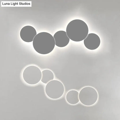 DecorBites™ DecorBites™ Minimalist Circle Wall Lamp with Warm/White Integrated LED Lighting in Grey/White, 47.5"/52" Wide