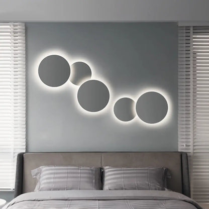 DecorBites™ DecorBites™ Minimalist Circle Wall Lamp with Warm/White Integrated LED Lighting in Grey/White, 47.5"/52" Wide