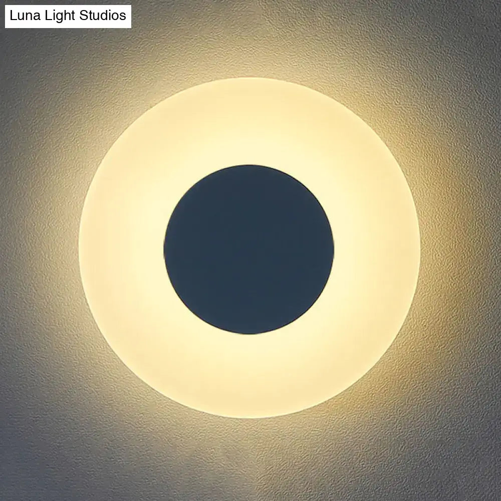 Minimalist circular led wall lamp with warm glowing outer ring and dark center ideal for living room backlit sconce 110v-120v 220v-240v wall lamp
