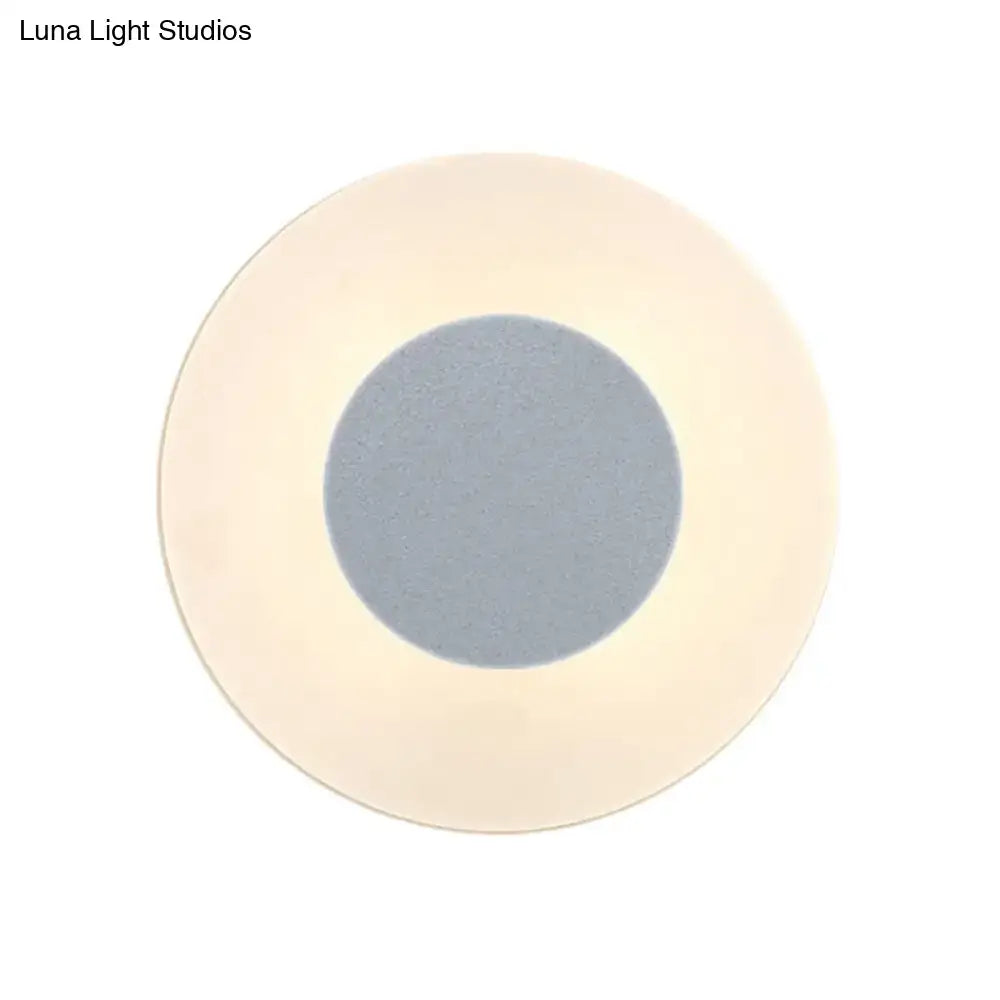 Minimalist circular led wall lamp with soft cream outer ring and muted gray inner circle for living room backlit sconce 110v-120v 220v-240v
