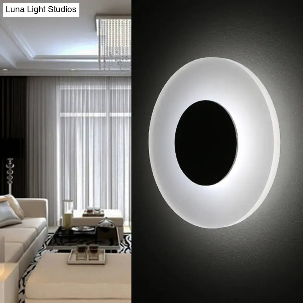 Minimalist circular led wall lamp featuring a sleek white design with glowing inner ring wall lamp for living room 110v-120v 220v-240v