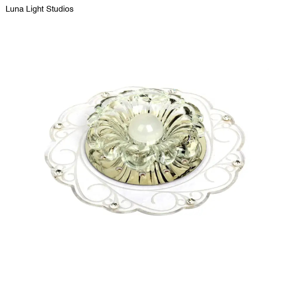 DecorBites™ DecorBites™ Minimalist Clear Beveled Crystal LED Flush Mount Lamp for Porch Ceiling Lighting