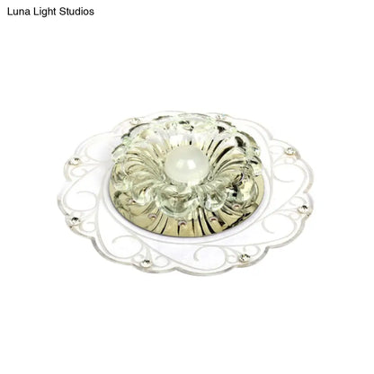 DecorBites™ DecorBites™ Minimalist Clear Beveled Crystal LED Flush Mount Lamp for Porch Ceiling Lighting