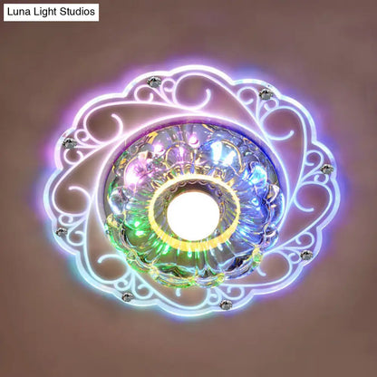 DecorBites™ DecorBites™ Minimalist Clear Beveled Crystal LED Flush Mount Lamp for Porch Ceiling Lighting