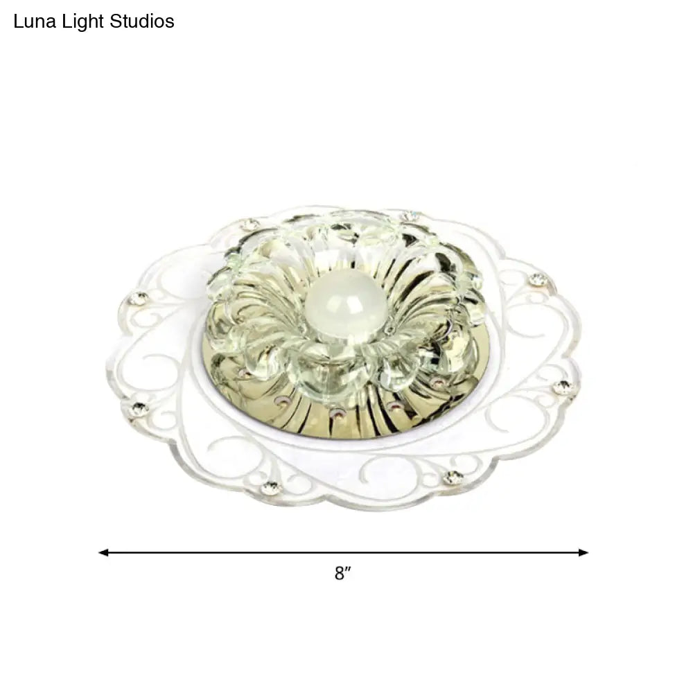 DecorBites™ DecorBites™ Minimalist Clear Beveled Crystal LED Flush Mount Lamp for Porch Ceiling Lighting