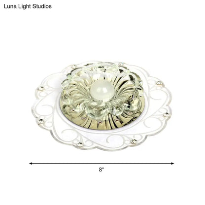 DecorBites™ DecorBites™ Minimalist Clear Beveled Crystal LED Flush Mount Lamp for Porch Ceiling Lighting