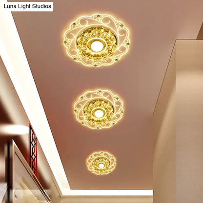 DecorBites™ DecorBites™ Minimalist Clear Beveled Crystal LED Flush Mount Lamp for Porch Ceiling Lighting