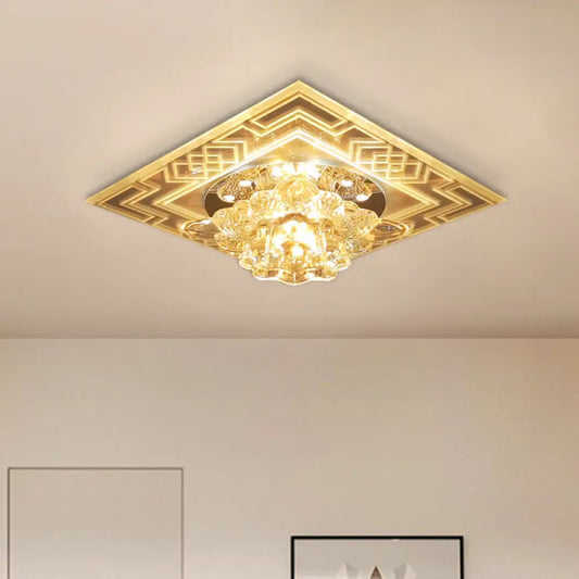 DecorBites™ DecorBites™ Minimalist Clear Crystal LED Flushmount Ceiling Lamp with Floral Design - Perfect for Balcony