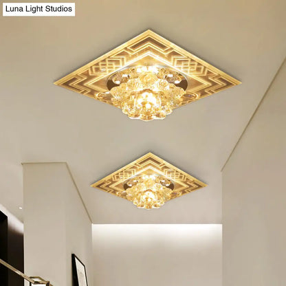 DecorBites™ DecorBites™ Minimalist Clear Crystal LED Flushmount Ceiling Lamp with Floral Design - Perfect for Balcony