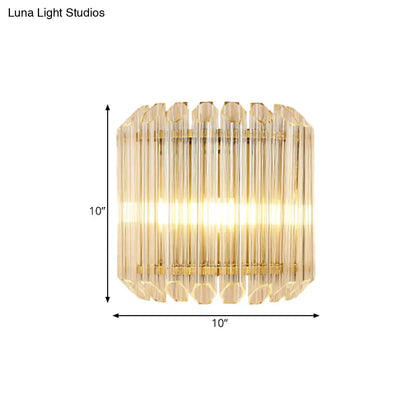 DecorBites™ DecorBites™ Minimalist Clear Glass Flush Mount Wall Sconce with Prismatic Tube - 4-Bulb Wall Fixture