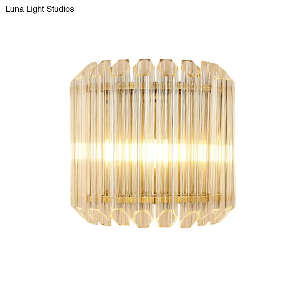 DecorBites™ DecorBites™ Minimalist Clear Glass Flush Mount Wall Sconce with Prismatic Tube - 4-Bulb Wall Fixture