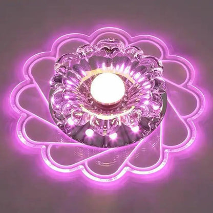 DecorBites™ DecorBites™ Minimalist Clear LED Flower Crystal Flush Mount Fixture