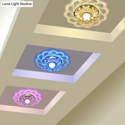 DecorBites™ DecorBites™ Minimalist Clear LED Flower Crystal Flush Mount Fixture