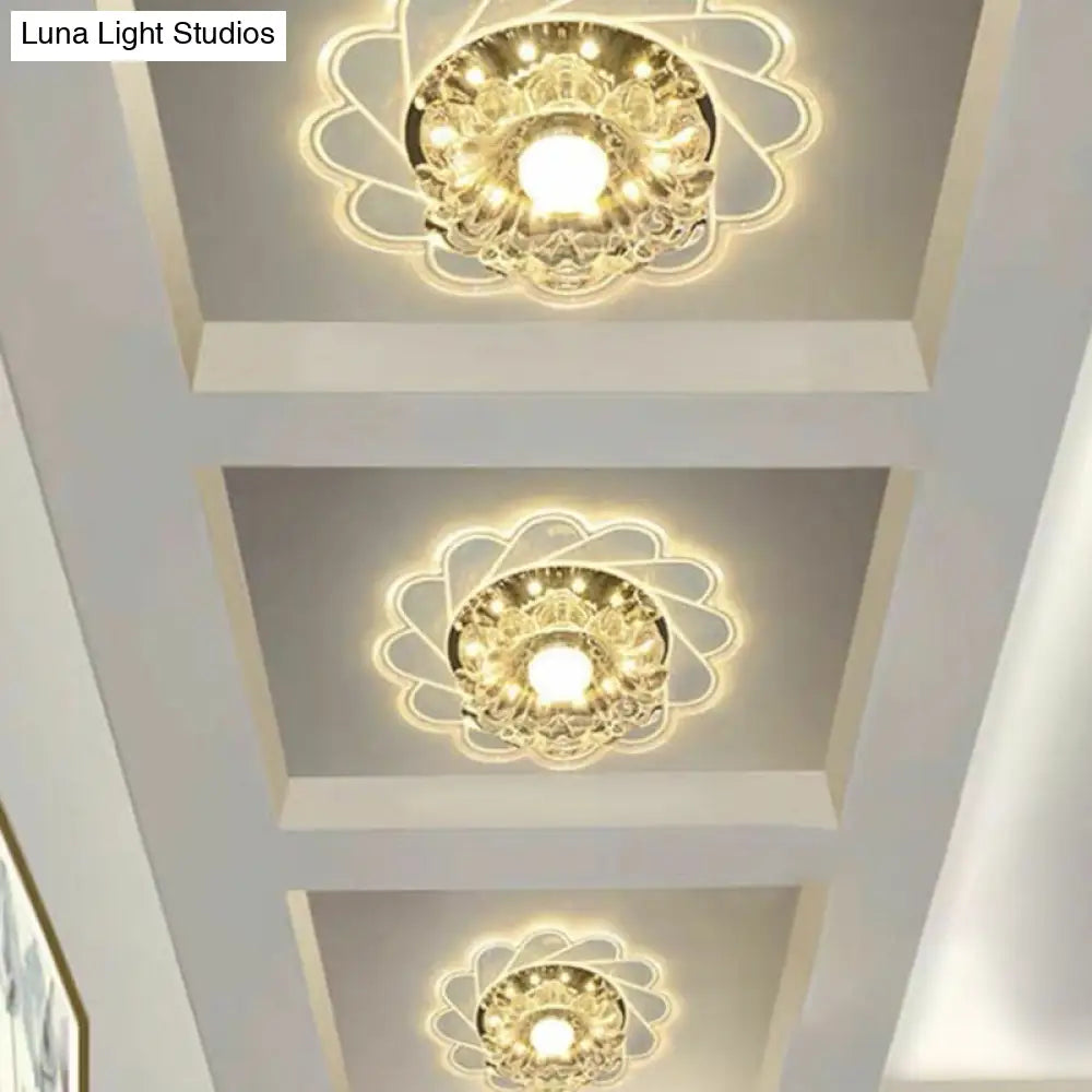 DecorBites™ DecorBites™ Minimalist Clear LED Flower Crystal Flush Mount Fixture