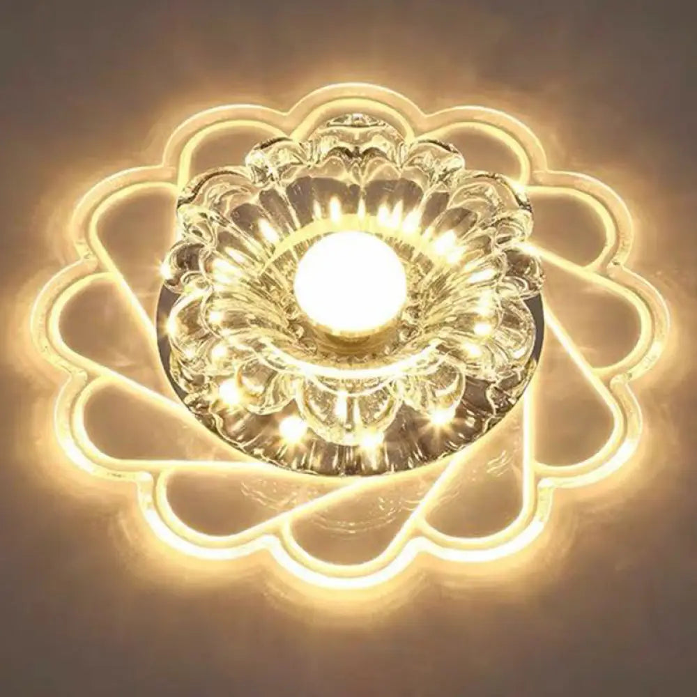 DecorBites™ DecorBites™ Minimalist Clear LED Flower Crystal Flush Mount Fixture