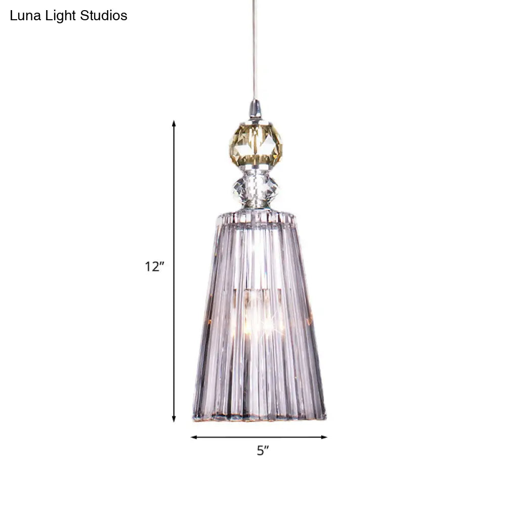 Minimalist Clear Prismatic Crystal Pendant Light with Single Bulb