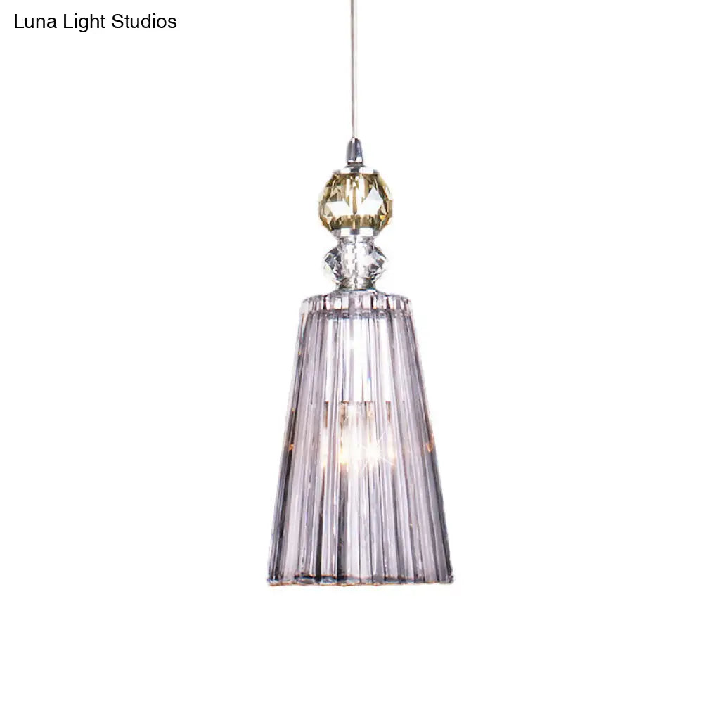 Minimalist Clear Prismatic Crystal Pendant Light with Single Bulb