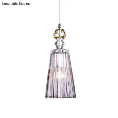 Minimalist Clear Prismatic Crystal Pendant Light with Single Bulb