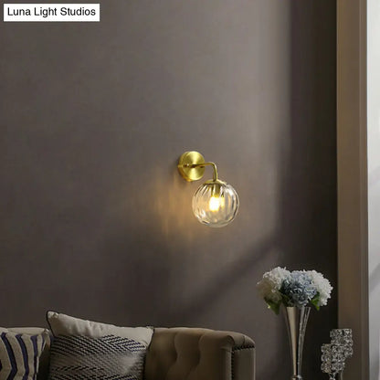 DecorBites™ DecorBites™ Minimalist Clear Ripple Glass Ball Wall Light: Brass Sconce Fixture for Dining Room