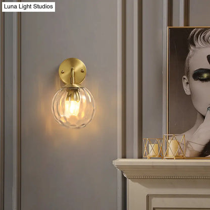 DecorBites™ DecorBites™ Minimalist Clear Ripple Glass Ball Wall Light: Brass Sconce Fixture for Dining Room