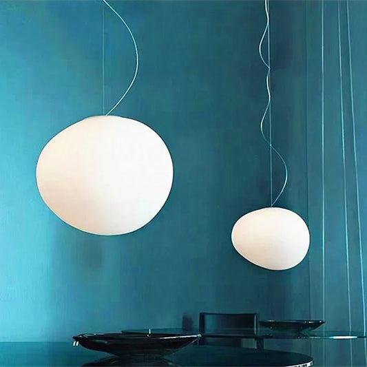 Minimalist Cobblestone White Acrylic Pendant Light - Decorbites