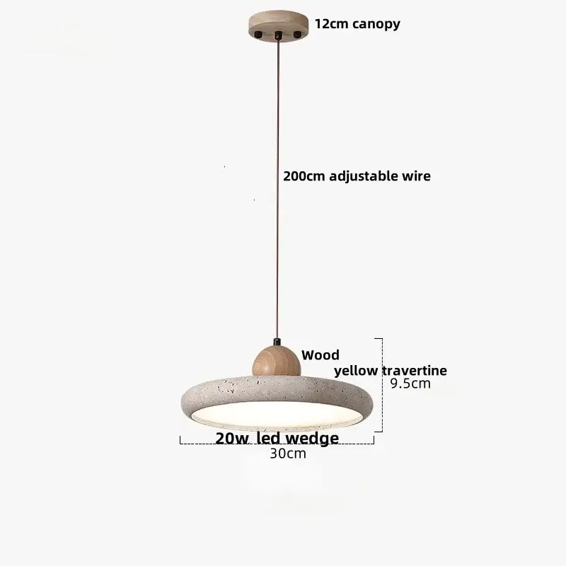 Minimalist led wood pendant light with 12cm wooden canopy yellow travertine shade for dining room decorbites led wood