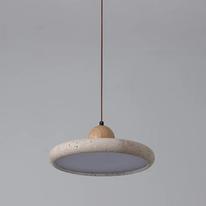 Minimalist concrete and wood led wood pendant light with off-white textured ring and natural wood sphere for dining room decorbites led wood pendant