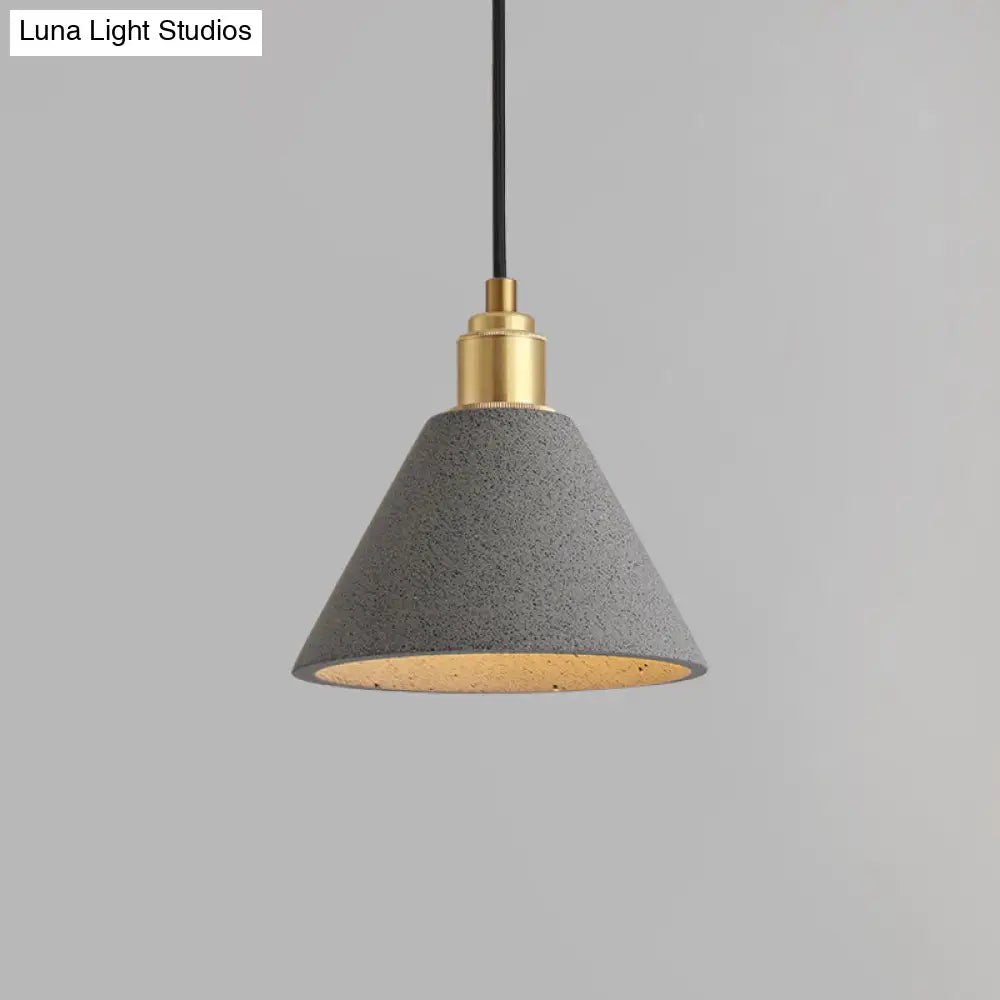 Minimalist Concrete Conical Pendant Light Fixture - 1 Head Ceiling Suspension Lamp