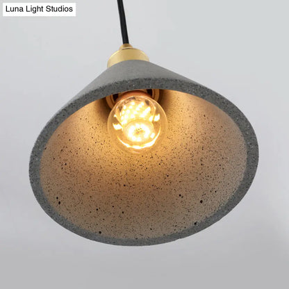 Minimalist Concrete Conical Pendant Light Fixture - 1 Head Ceiling Suspension Lamp