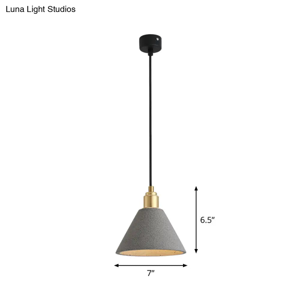 Minimalist Concrete Conical Pendant Light Fixture - 1 Head Ceiling Suspension Lamp