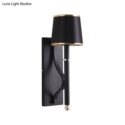 DecorBites™ DecorBites™ Minimalist Conical Wall Light - Metallic 1 Head Black Lamp with Right Angle Arm