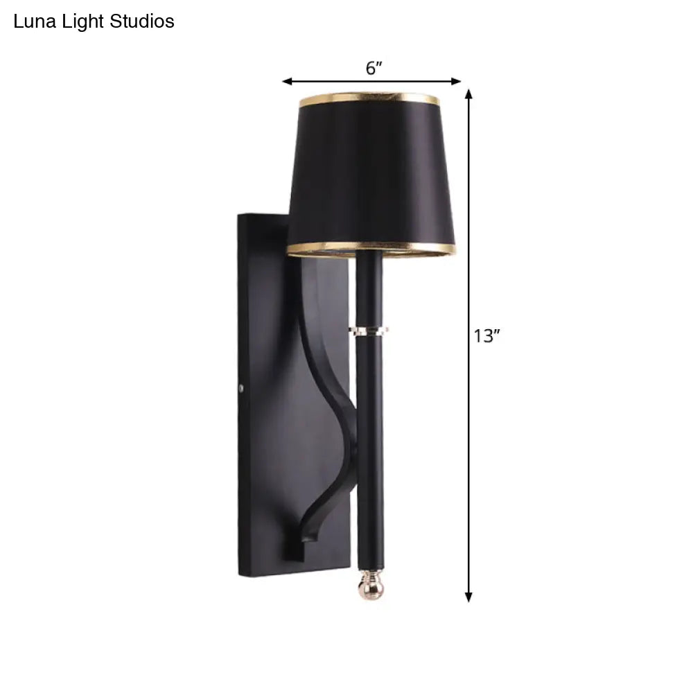 DecorBites™ DecorBites™ Minimalist Conical Wall Light - Metallic 1 Head Black Lamp with Right Angle Arm