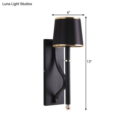DecorBites™ DecorBites™ Minimalist Conical Wall Light - Metallic 1 Head Black Lamp with Right Angle Arm