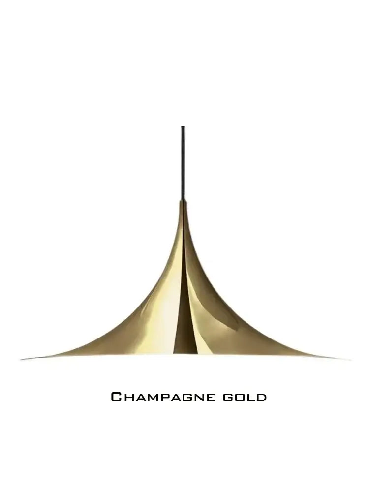 Champagne gold conical pendant light with sleek tapered design and polished finish for decorbites horn chandelier
